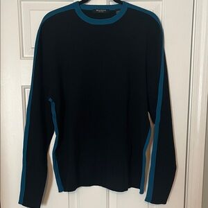 Brandini Pima cotton Men's Black with Blue Trim Crewneck Sweater - Size L
